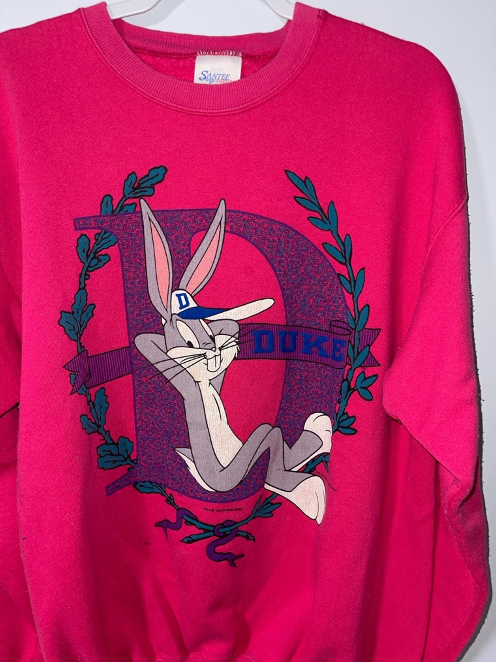 1993 Bugs Bunny Duke Looney Tunes Retro Vintage Made in USA Pink Pullover